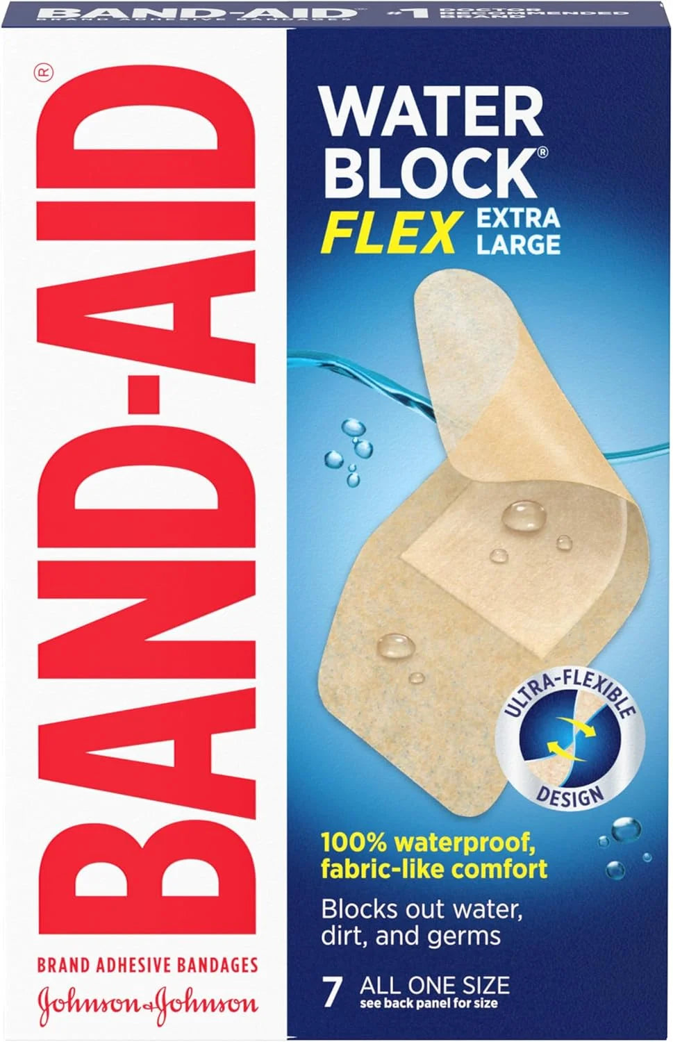 BAND-AID Brand Water Block Flex Adhesive Bandages, Extra Large, 7 Count