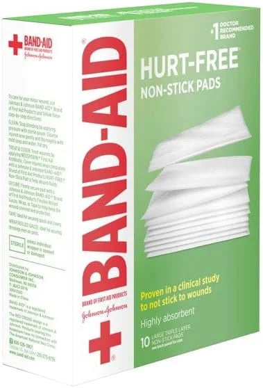 BAND-AID First Aid Non-Stick Pads, Large, 3 in x 4 in, 10 ea (Pack of 7), Packaging May Vary