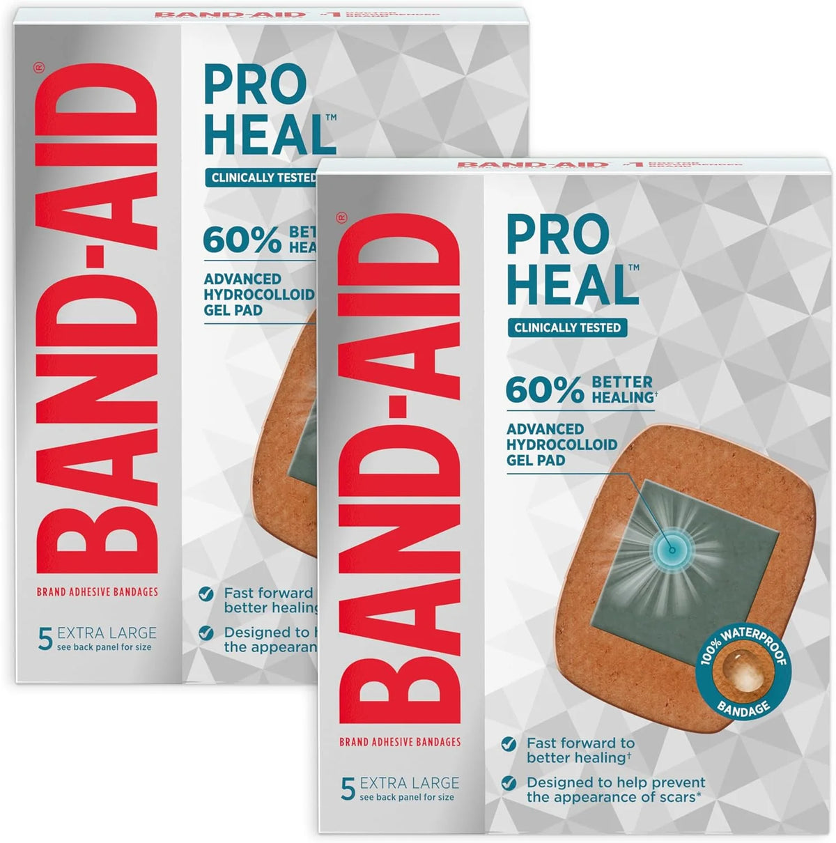 BAND-AID Brand Pro Heal Adhesive Bandages, Extra Large, Twin Pack, 5 Count
